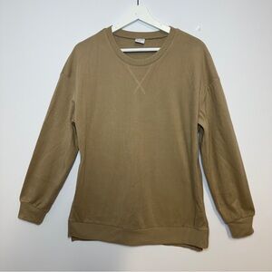 Wiholl‎ Pullover Sweatshirt Brown Long Sleeve Side Zip Size M